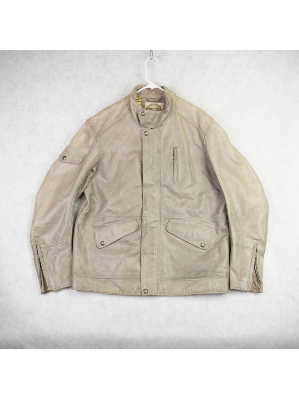 Roland Sands Design Beige Leather Motorcycle Jacket Mens 2XL Limited 128 of 300